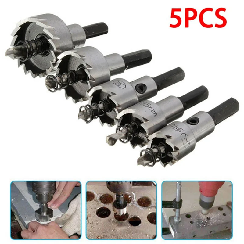 

5pcs/set HSS Drill Bit High Speed Steel Carbide Tip Hole Saw Tooth Cutter Metal Drilling Woodwork Cutting Carpentry Crowns