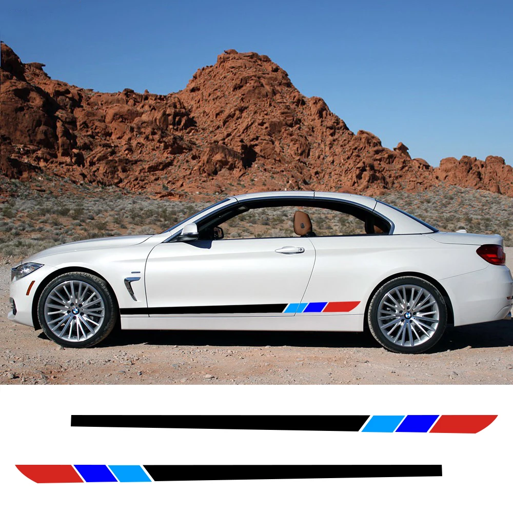 

2Pcs 200x13cm Side Stripe Decal DIY Car Sticker Fit For BMW F30 F10 E39 E60 E90 E36 E46 F20 X5 E70 E53 G30 E87 Auto Car