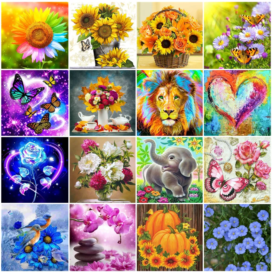 

Алмазная 5D живопись «сделай сам», Алмазная мозаика с цветами, розами, подсолнухами, бабочками, полная вышивка, животное, домашнее украшение ...