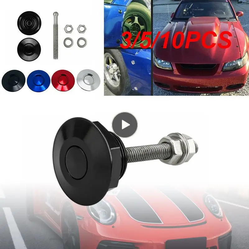 

3/5/10PCS Aluminum Push Button Billet Hood Pins Lock Clip Kit Portable Hood Pins Lock Universal Durable Car Quick