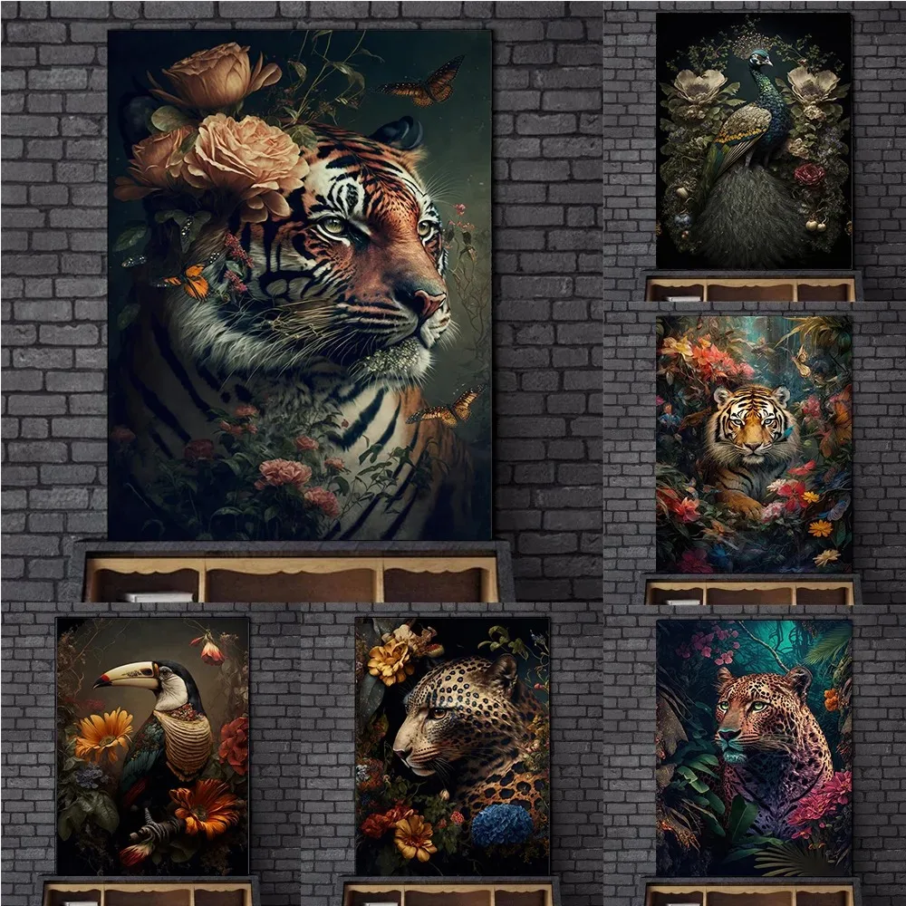 Современный холст с принтом в стиле фэнтези сова красочными цветами стильное