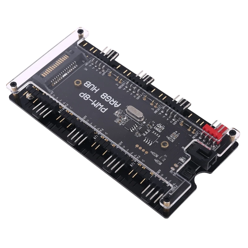 

F19E PWM вентилятор + ARGB LED 2 в 1 беспроводной контроллер-концентратор синхронизации от 1 до 8 многосторонний разветвитель 5 в 3PIN RGB охладитель 4-кон...