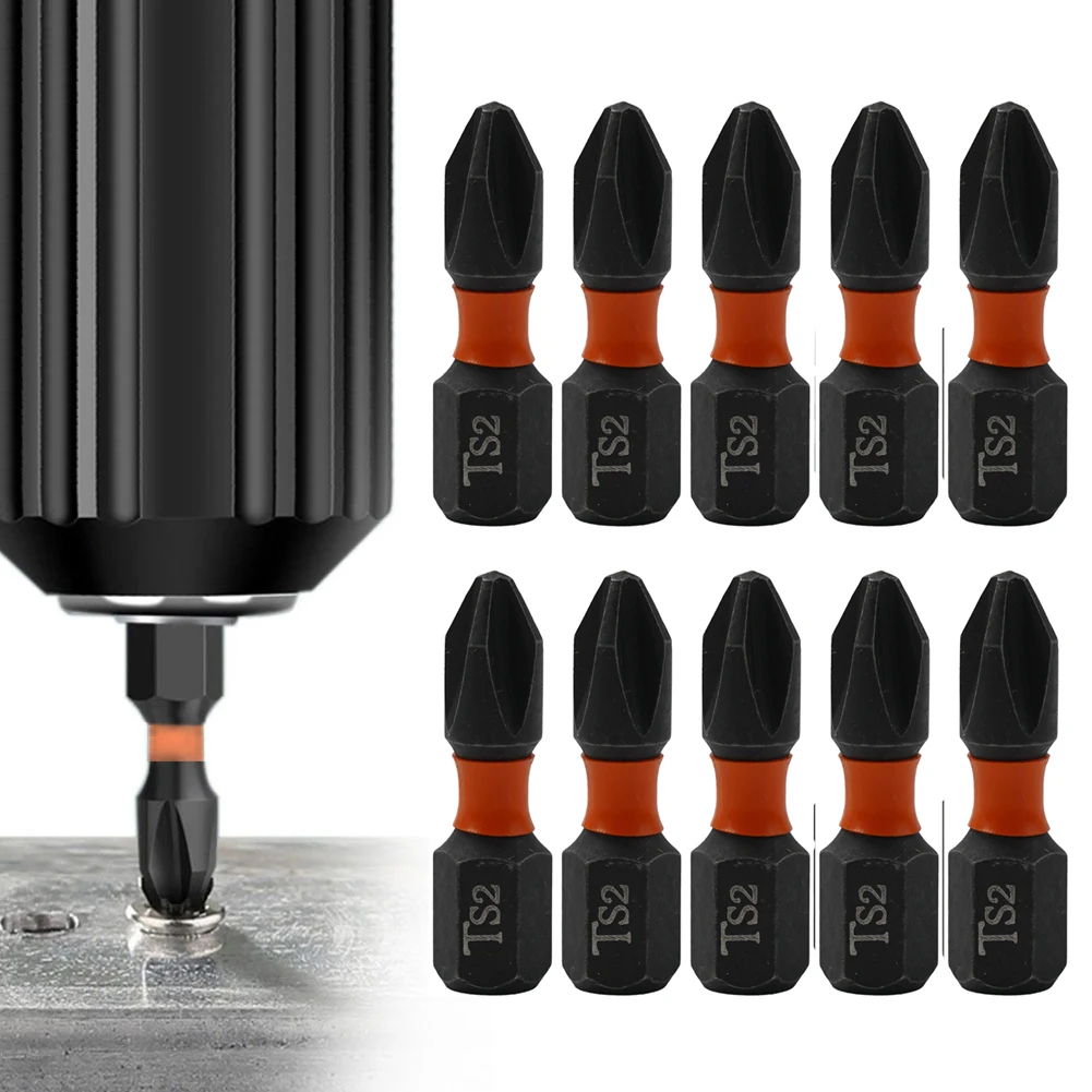 

10pcs 25mm Impact Screwdriver Bit Alloy Steel 1/4Inch Hex Shank Screw Driver Bit Anti-slip Magnetic Screwdriver Hand Tools