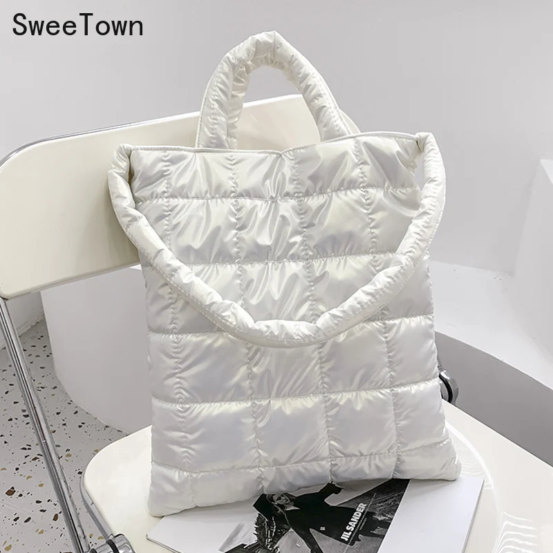 

Sweetown High Quality Space Cotton Ladies Handbags 2022 New Fashion Shoulder Crossbody Bags For Women Brand Designer Tote Bag