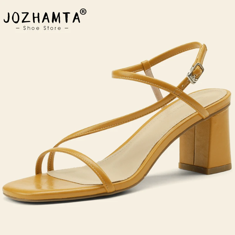 

JOZHAMTA Size 33-40 Women Heeled Sandals Rome Fashion Strap High Heels Shoes For Women 2023 Summer Chunky Heel Elegant Sandalias