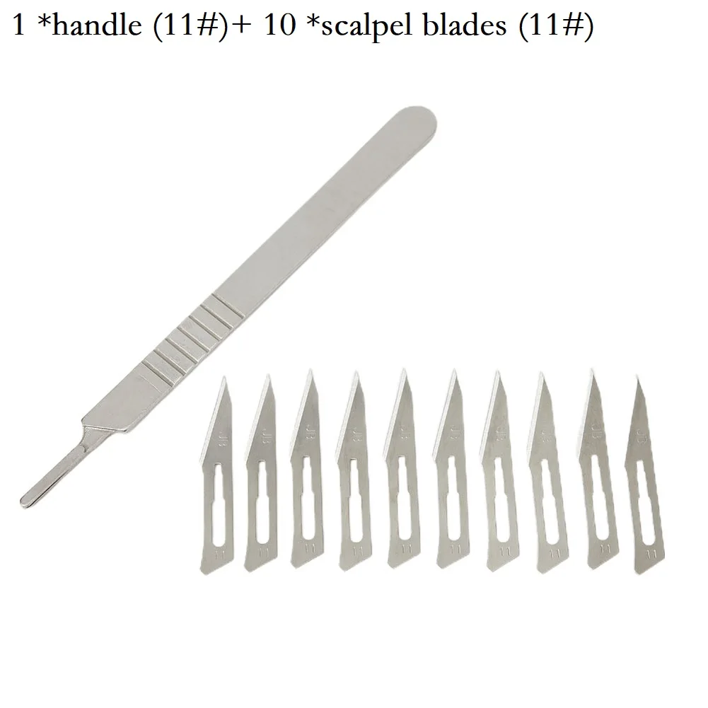 

11pcs Blades/handle Carbon Blade Scalpel Blade High Hardness Stainless Steel DIY Cutting Hand Tools