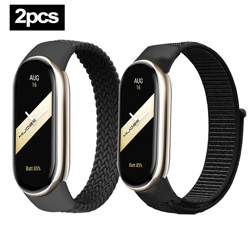 

2 шт., нейлоновые + плетеные ремешки для Xiaomi Mi Band 8