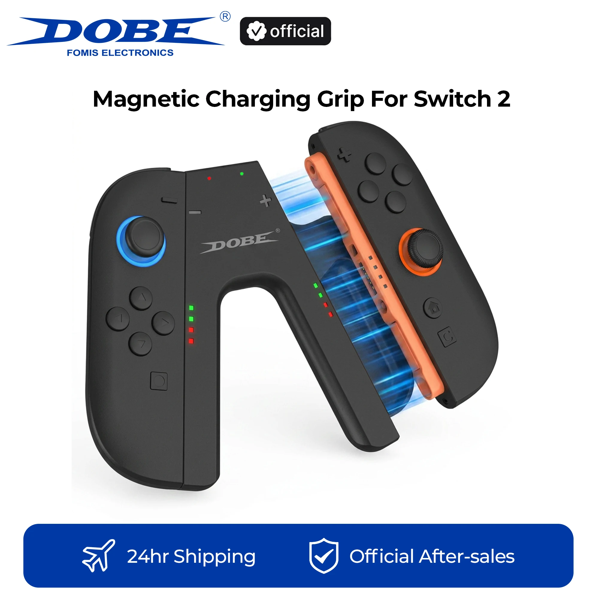 Фото Магнитный зарядный держатель DOBE для контроллеров Switch 2 - Играйте, заряжая одновременно два контроллера, с LED-индикатором, Type-C №1