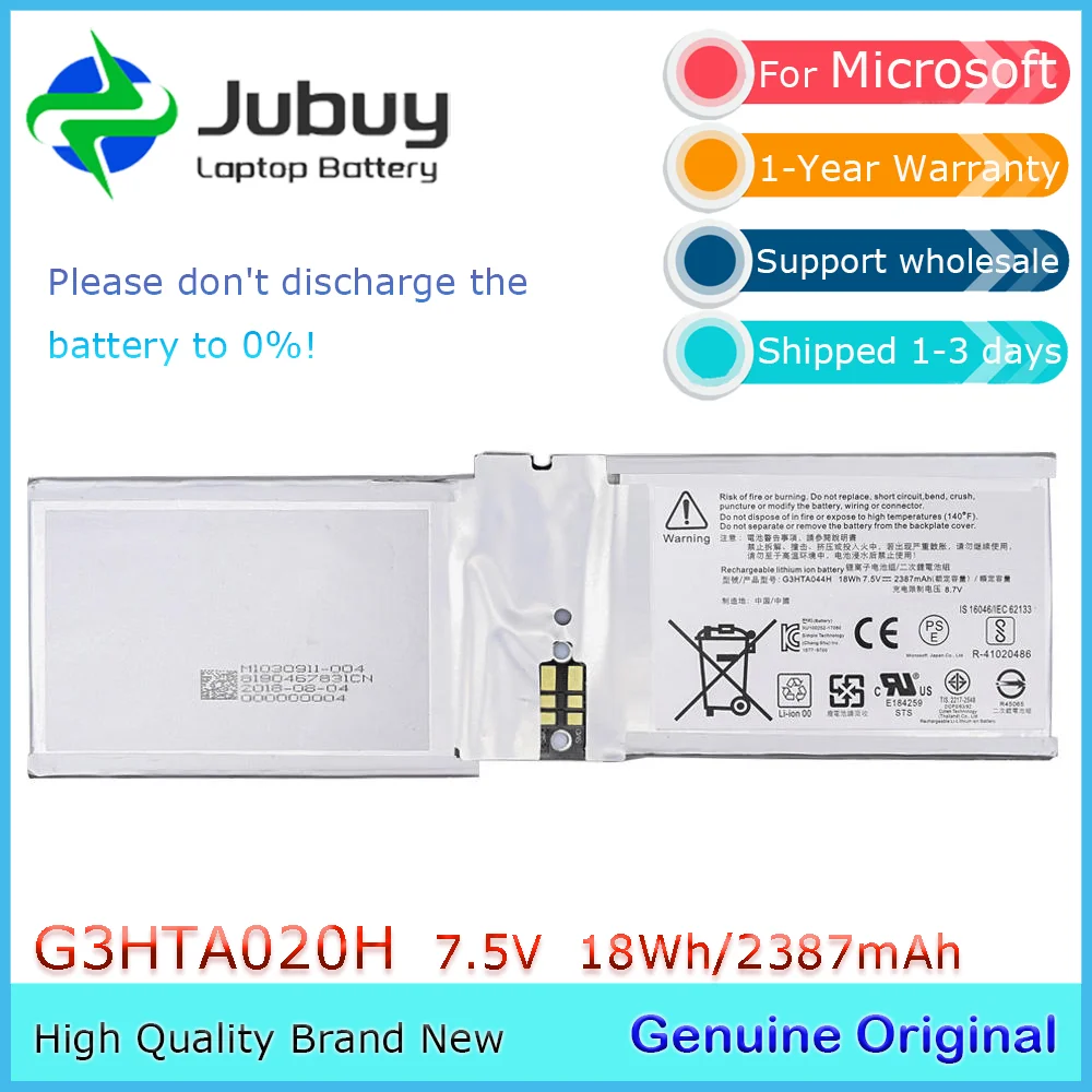 G3HTA020H Оригинальный аккумулятор для ноутбука 7 5 В 18 Втч Microsoft Surface Book 1 2 CR7-00005 CR7-00007