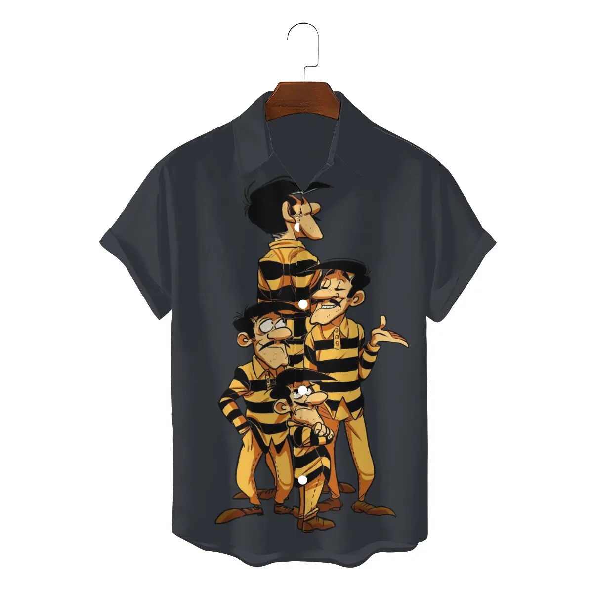 

Lucky Luke Cartoon Newest Hawaii Shirt for Men Les Dalton Square Collar 3D Shirt Personalize Birthday Gifts Tops