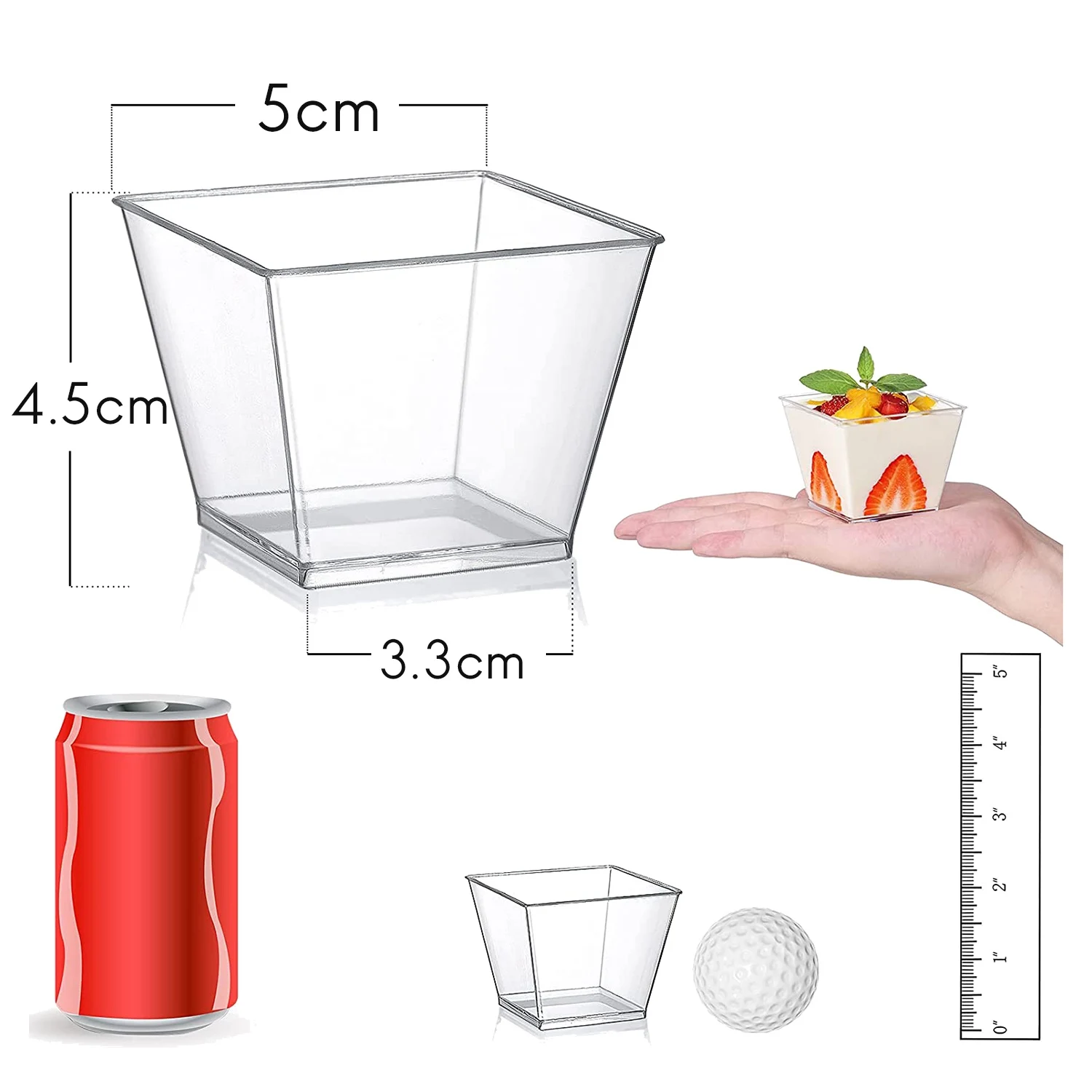 

200 Pack Square Clear Plastic Dessert Cups Small Tumbler Cups Great for Desserts, Appetizers, Puddings, Mousse and More