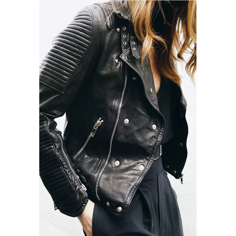 

2023Leather jacket,Genuine Leather Jackets Women Spring Autumn Real Sheepskin Women Jacket Motorcycle Coat Female Cuero Genuino