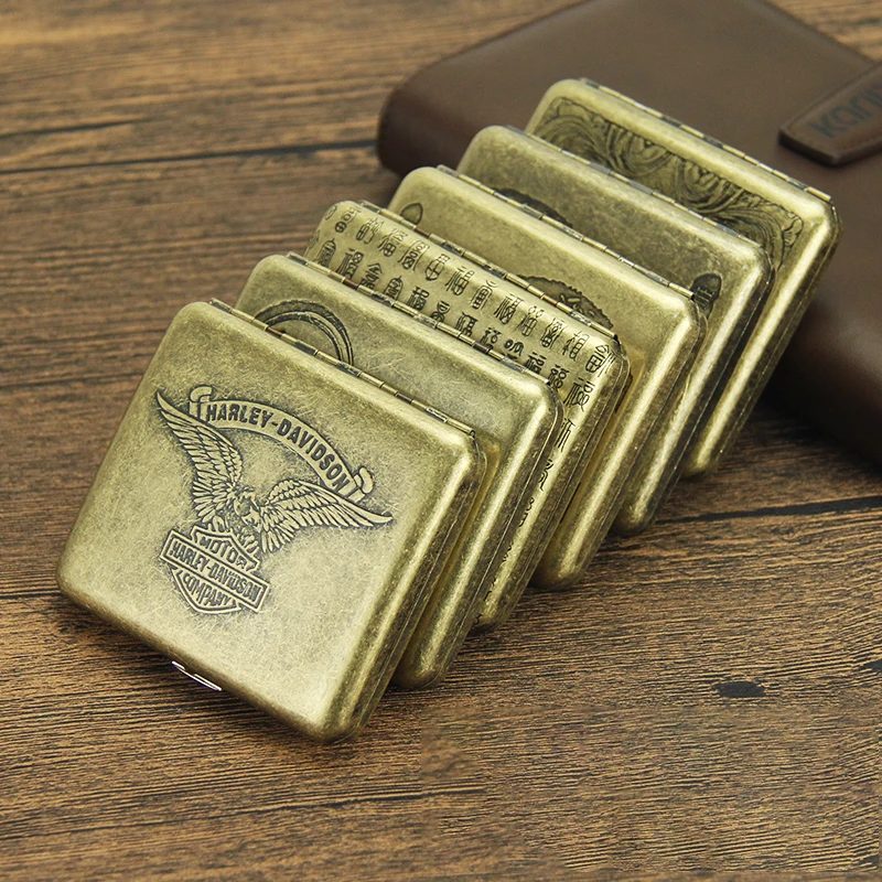 

2022 классический дизайн раскладушка Пыленепроницаемая бронзовая сигаретная коробка винтажный гравированный металлический чехол для сигар...
