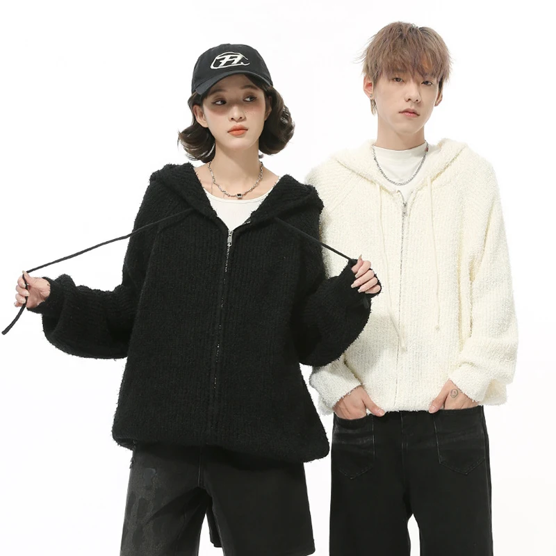 IEFB корейский стиль мужские свитера с капюшоном повседневные вязаные на молнии