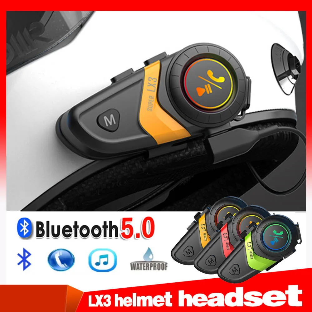 

Super LX3 гарнитура для мотоциклетного шлема Bluetooth 5,0 Наушники Беспроводные водонепроницаемые IPX6 гарнитура для мотоциклетных наушников