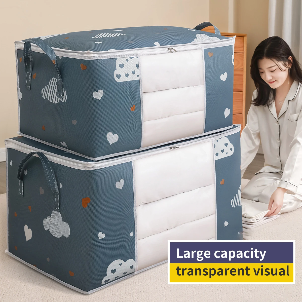 

Large Capacity 5L Quilt Clothes Storage Bag Moisture Dust Proof Duvet Blanket Sorting Bags Household Visual Folding Packing Bags