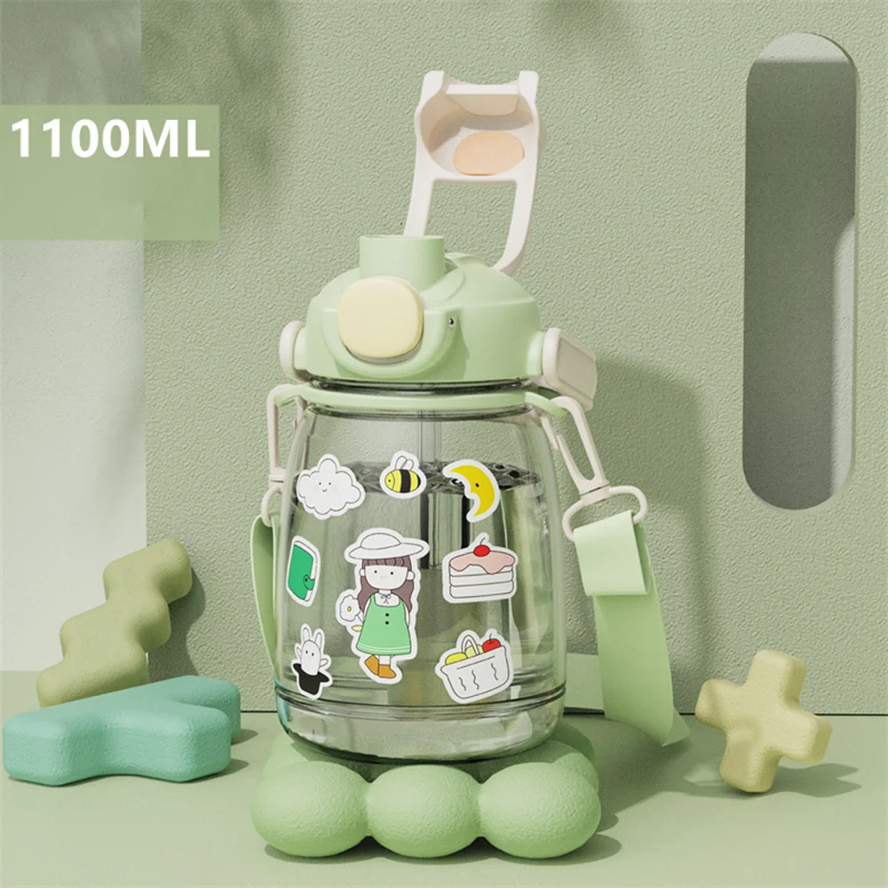 Милая бутылка для воды герметичная прозрачная с откидной крышкой и ручкой на