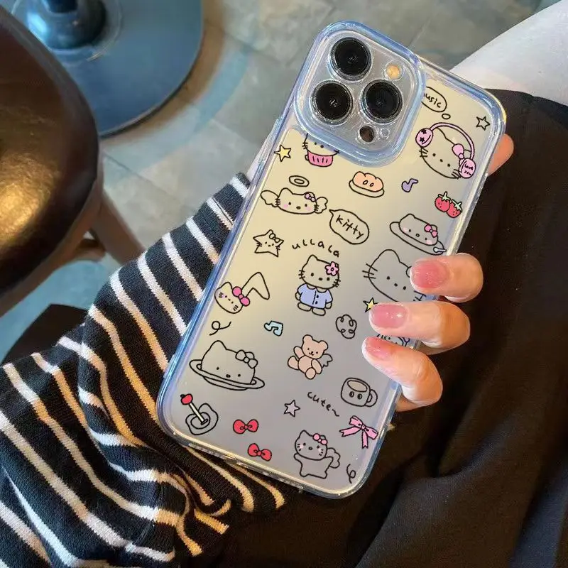 Sanrio Hello Kitty милый чехол для телефона iPhone 16 15 14 13 12 11 Mini Pro Max X XR XSMax 7 8 Plus SE20 прозрачный