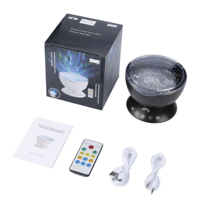 

Projector Night Light, Remote Control Ocean Wave Night Light with Built-in Music Player LED Decorative Light with 7 Lighting