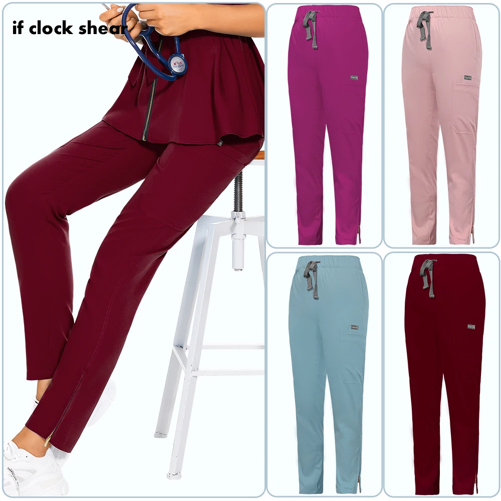 

Beauty Salon Uniform Elastic Breathable Lab Work Pants Nurse Accessories Fashion Slim Fit Bottoms Summer Scrub Clothes Women Men
