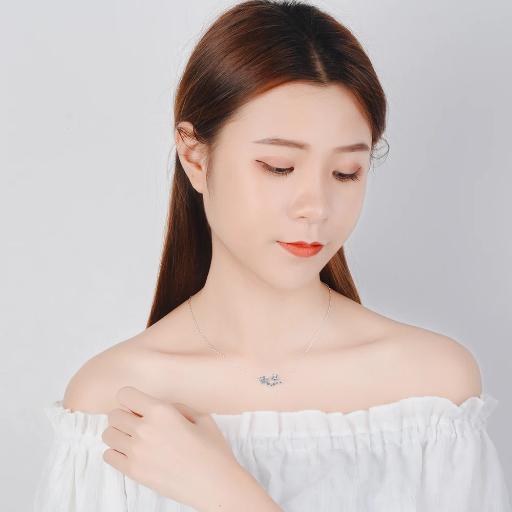 MEEKCAT хит продаж новое серебро 925 пробы маленькое свежее синее ожерелье с