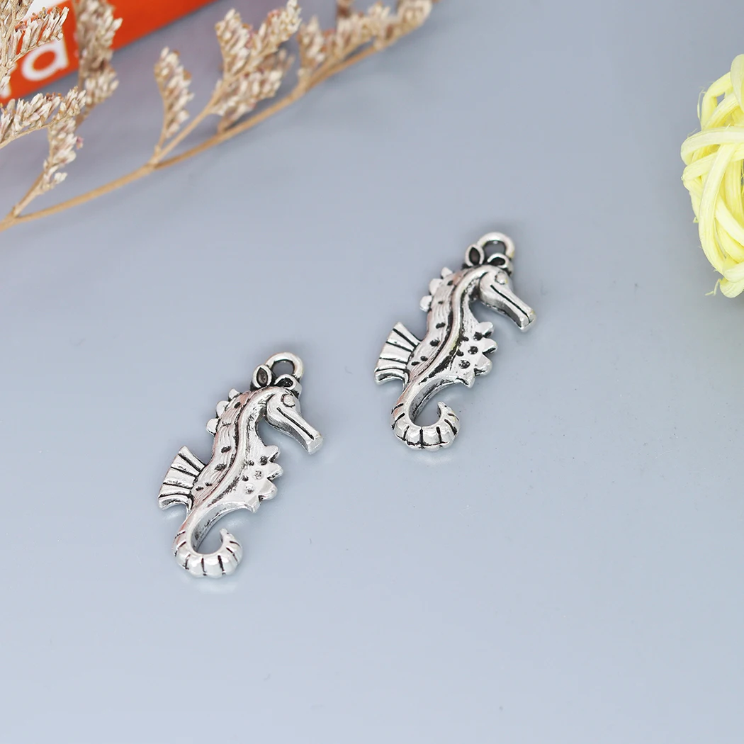 

10 шт. Подвески гиппокамп, античное серебряное покрытие, цветной шарм, подвеска для браслета, Ювелирная фурнитура