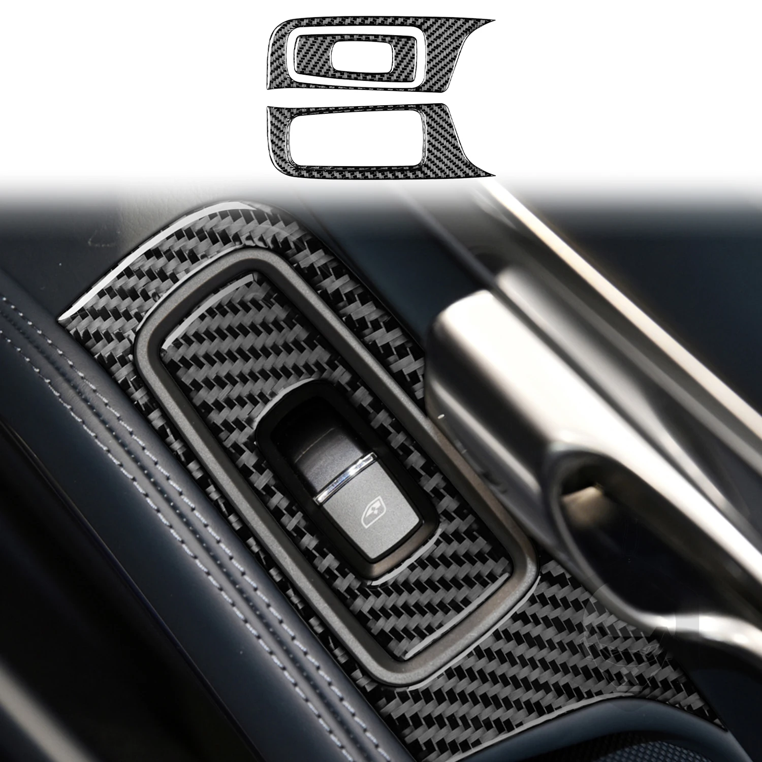 

Для Porshce 718 Boxster Cayman 982, аксессуары для интерьера, переключатель стеклоподъемника из настоящего углеродного волокна, Декоративная полоса, 2 шт...