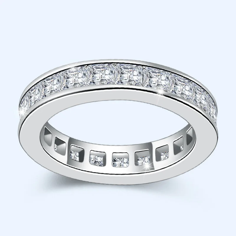 Роскошное кольцо паве AAAAA Cz 925 Стерлинговое серебро обручальное кольца для мужчин