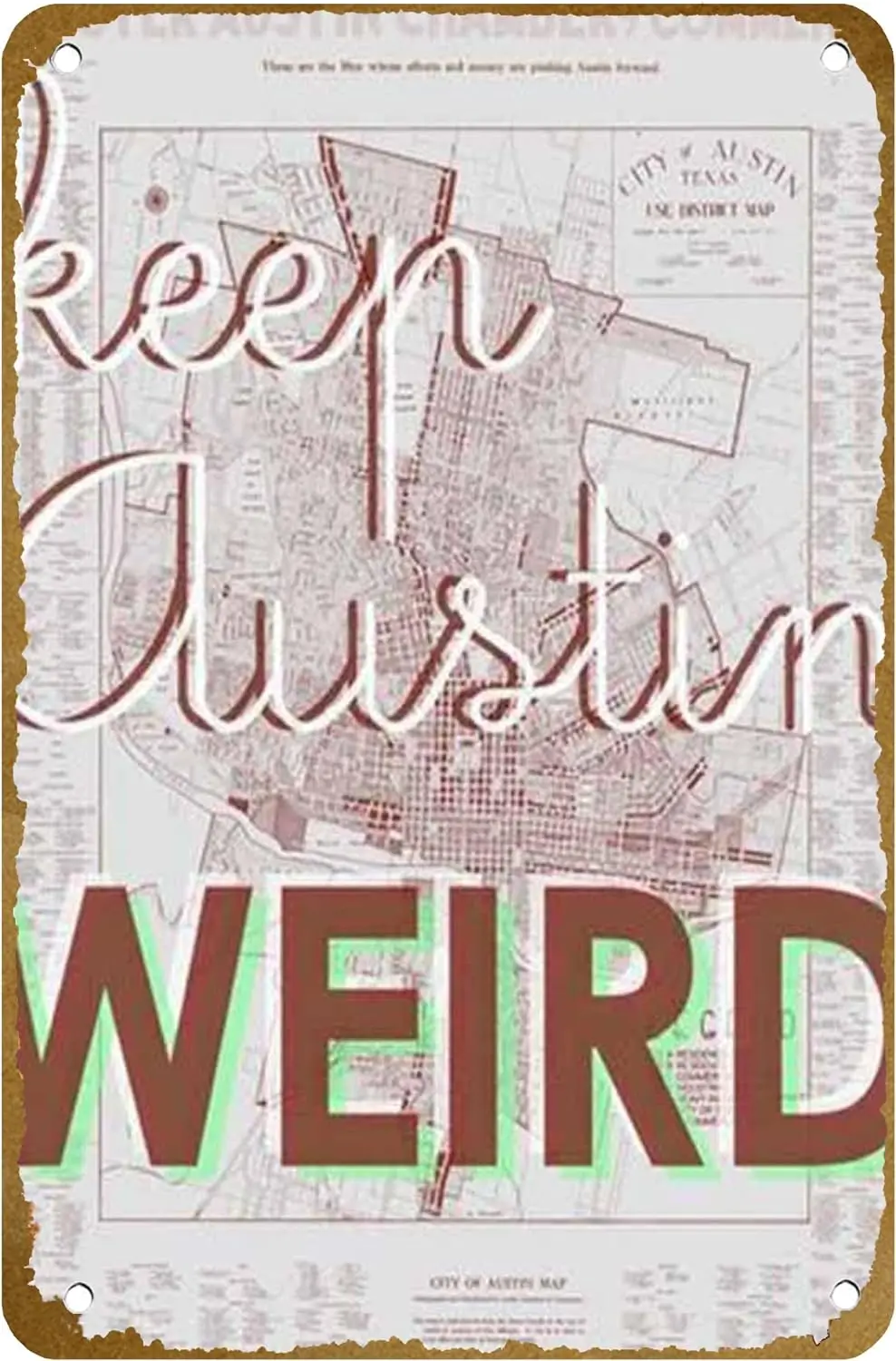 Keep Austin Weird - 1939 Chamber of Commerce Texas Карта СШАФерфицированные категории Эксклюзивные