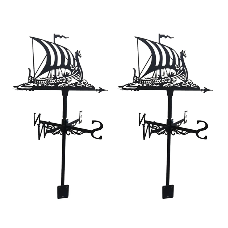 

Sailboat Weather Vane - Retro Battleship Weathervane Silhouette - Decorative Wind Direction Indicator For Outdoor Yard