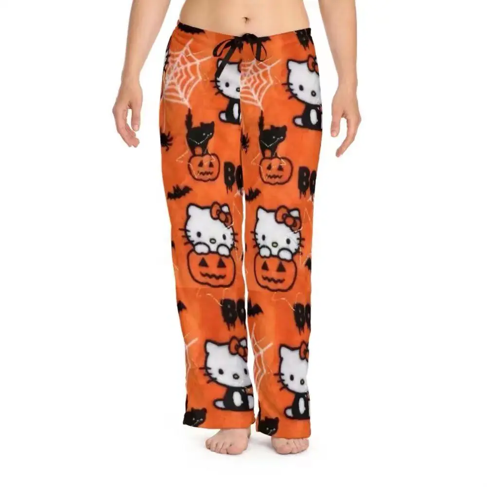 

Sanrio Hello Kitty Pajamas Pants Anime Flannel Women Warm Woolen Sleep Casual Christmas Halloween Home Pant Autumn Y2K Trousers