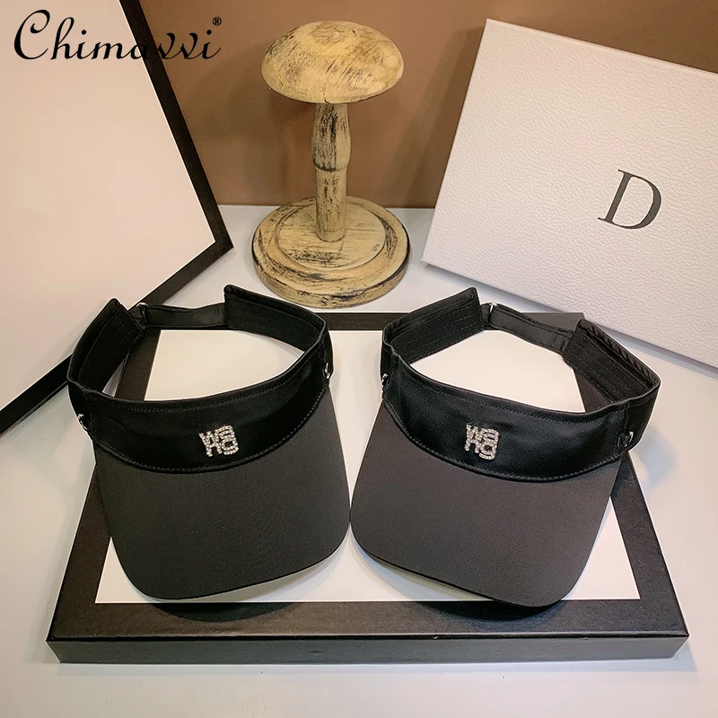 

Korean Fashion Peaked Cap 2022 Summer New Rhinestone Letters Versatile Black Matching Baseball Cap Sun-Proof women Visor Cap