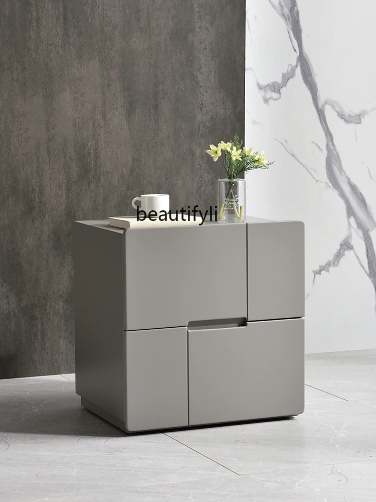 

zqItalian Light Luxury Bedside Table Modern Minimalist Bedroom Bedside Cabinet Paint Locker