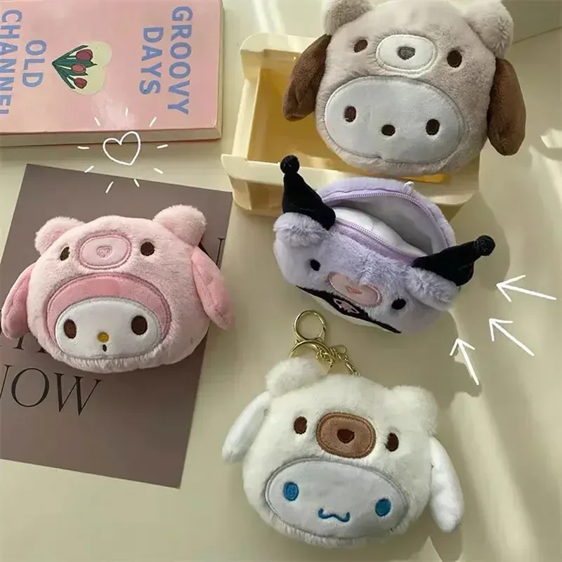 MINISO Sanrio аниме Kawaii плюшевый кошелек для монет Kuromi Melody брелок ключей сумка хранения
