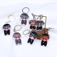 custom kpop bangtan boys accessories seven of group cartoon pendant black men series jk jhope v keychain decoration
