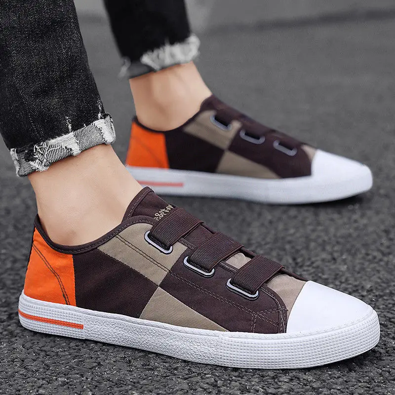 

Breathable Student Sport Shoes for Men Casual Plaid Canvas Sneakers Boys School Running Shoes Male Flat Tennis Sneaker