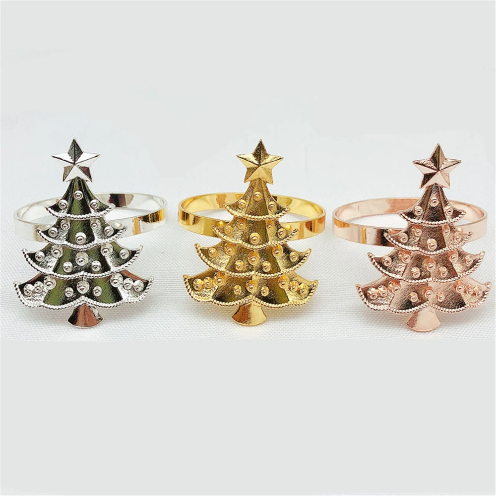 

Metal Christmas tree napkin ring three-color optional tabletop decoration for cocktail parties, wedding banquets, holiday partie