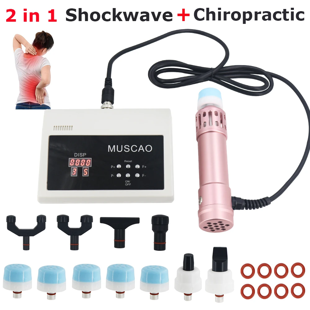 

New Shockwave Therapy Machine 2 in1 Chiropractic Gun for Plantar Fasciitis ED Treatment Shock Wave Pain Physiotherapy Massager