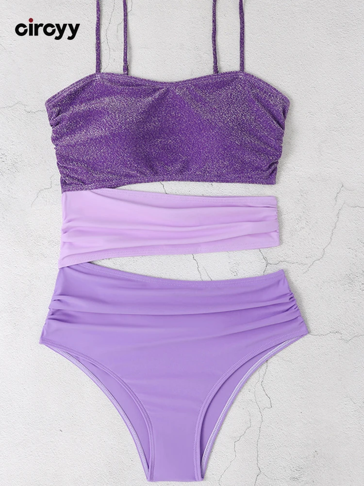 Circyy цельный купальник женский сексуальный блестящий купальный костюм лоскутное