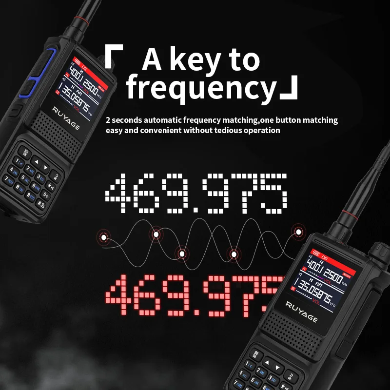 Ruyage UV1D Amateur Ham Two Way Radio 256CH 5W Walkie Talkie Air Band Full Band 108-520MHz Police Scanner Marine Talkies