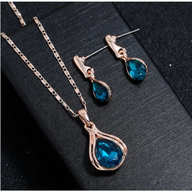 

3pcs/set Gold color Jewelry Sets Wedding Beads Crystal Bridal Jewellery african bridal necklace earrings wedding Jewelry set
