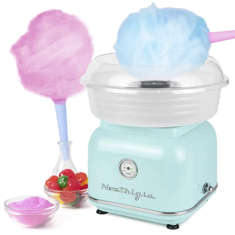 

CLCM8AQ Classic Retro Hard and Sugar Free Countertop Cotton Candy Maker, Includes 2 Reusable Cones And Scoop, Aqua