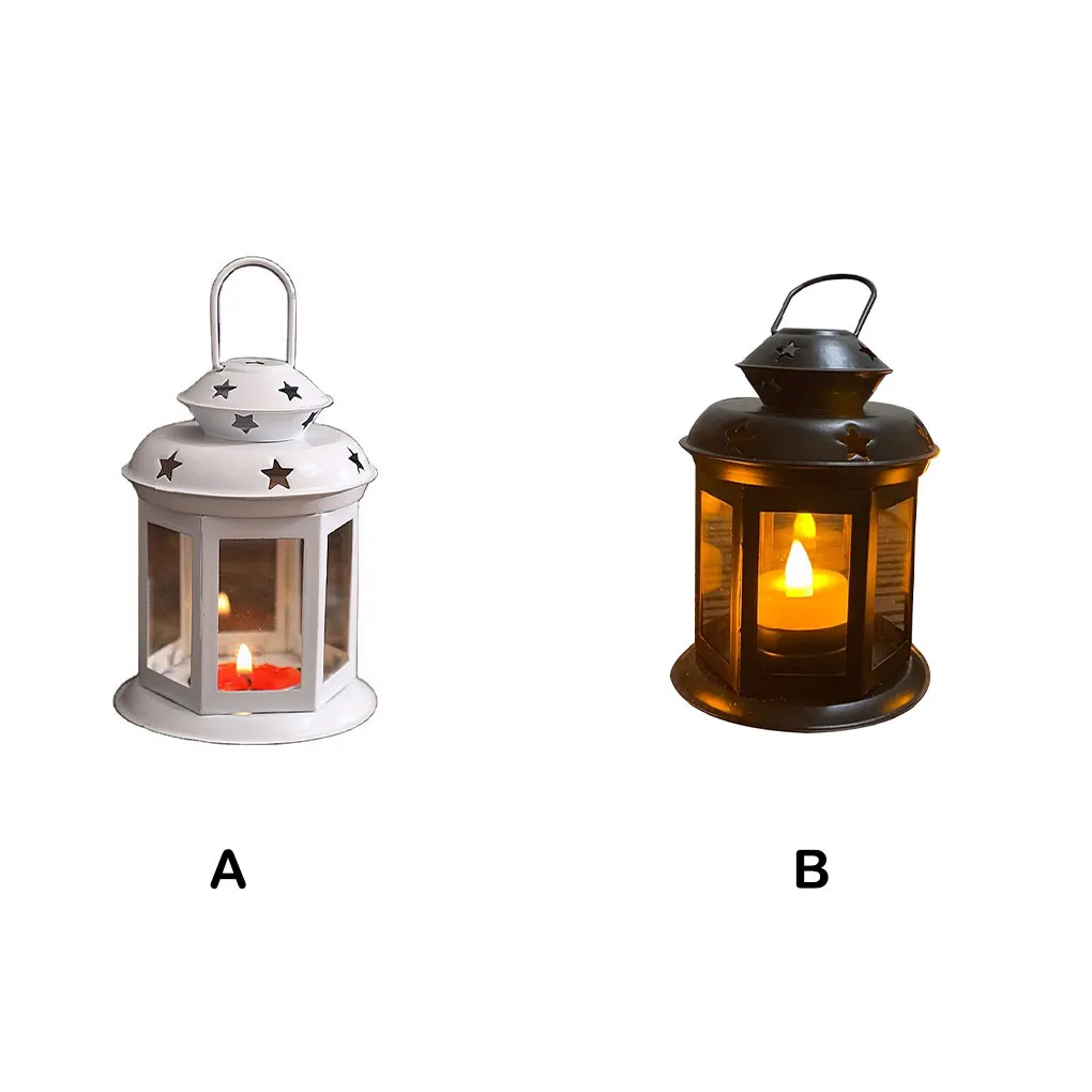 

Винтажный подсвечник в виде железной звезды, Европейский подсвечник, ветрозащитный подвесной фонарь для гостиной, цвет черный