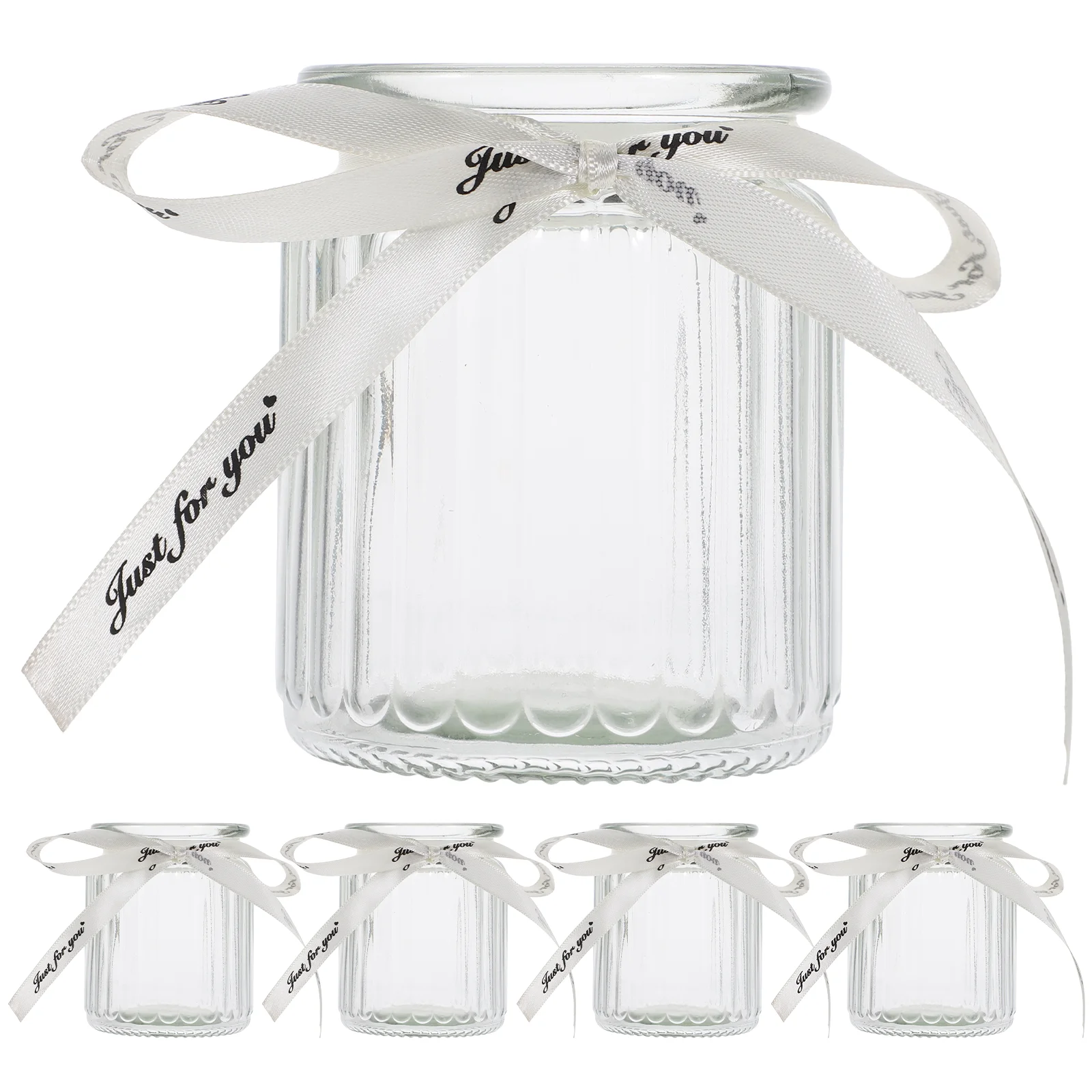 

5 Sets Making Empty Glass DIY Ribbon Transparent Glass Cups Tealight Cup Fragrance Cups
