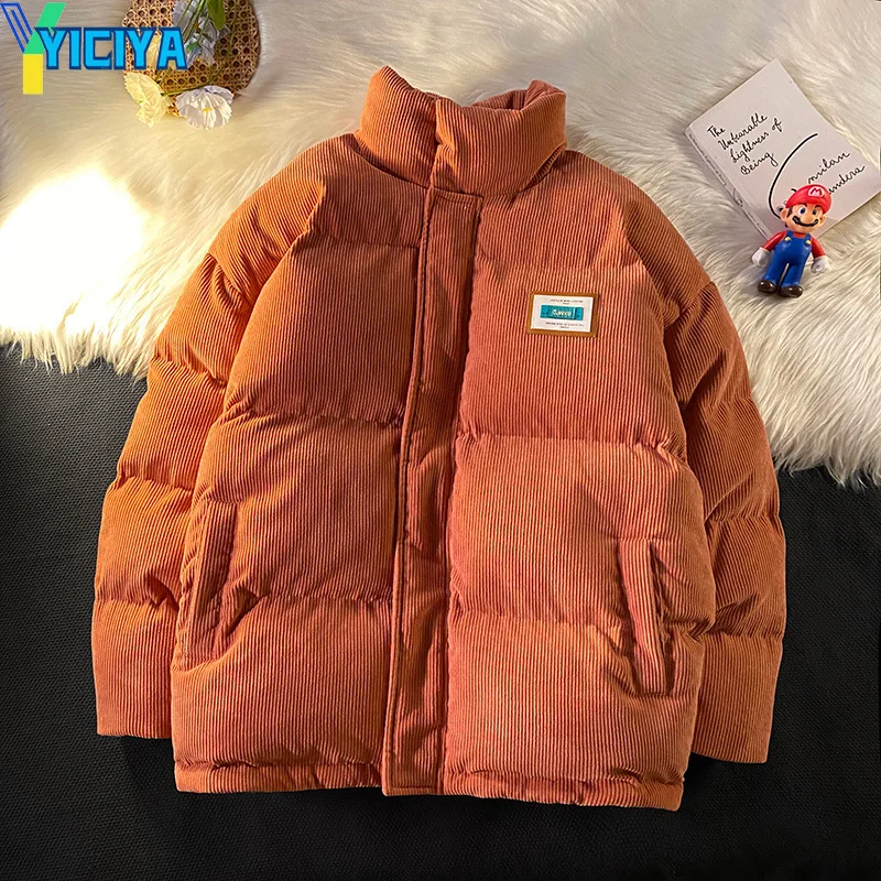 YICIYA Coats Woman Winter 2023 Warm Parkas Corduroy Cotton Male Streetwear Jackets Windbreaker Padded Solid Coats Mens Clothing