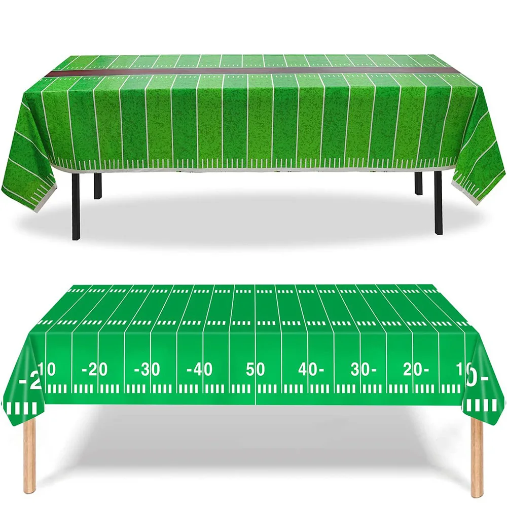 

Football Theme Party Disposable Tablecloth Plastic Touchdown Table Cover for Birthday Party Tailgate Football Party Games Decors