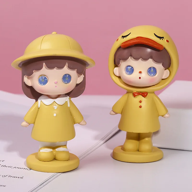 

1pc Cute Doll Ornaments Orange Hat Lovers Ornaments Doll Toys Office Home Decorations Character Model Car Decoration