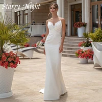 simple sweetheart spaghetti straps bride dress mermaid bride gown button backless dress for bride robe de mariage 2022 nouveaut%c3%a9