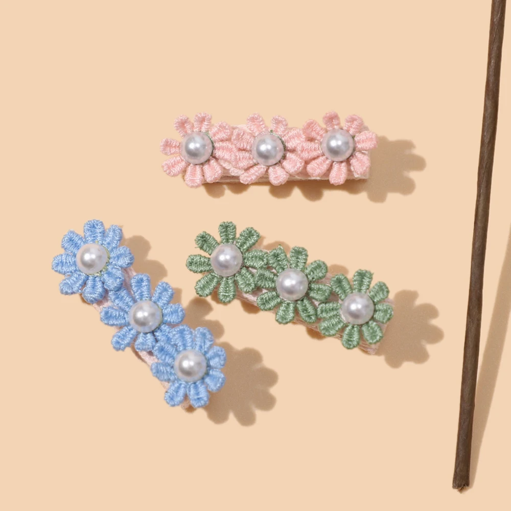 

Pearl Hairpins For Baby Girls Flower Hairclip Cute Handmade Hairpins Cotton Barrettes Baby Headwear Fashion Hair Accessories