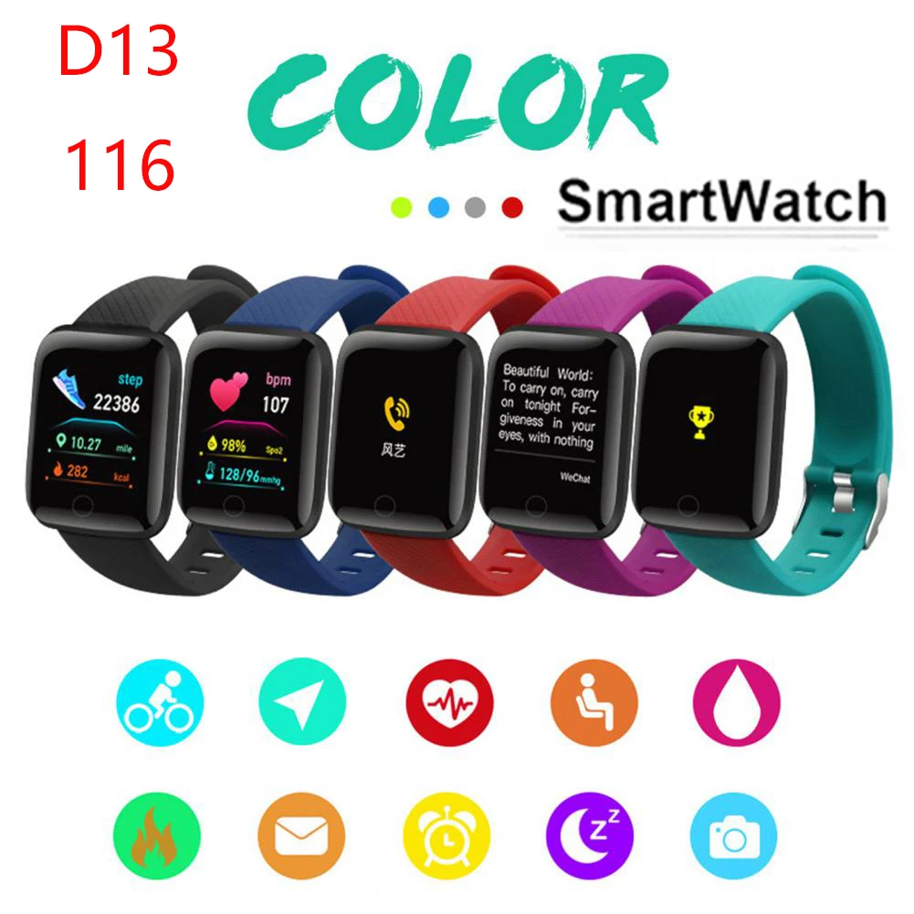 

D13 Smart Watch 116 plus Bluetooth Fitness Tracker Sports Watch Heart Rate Monitor Blood Pressure Smart Bracelet PK M7 Y68 D18